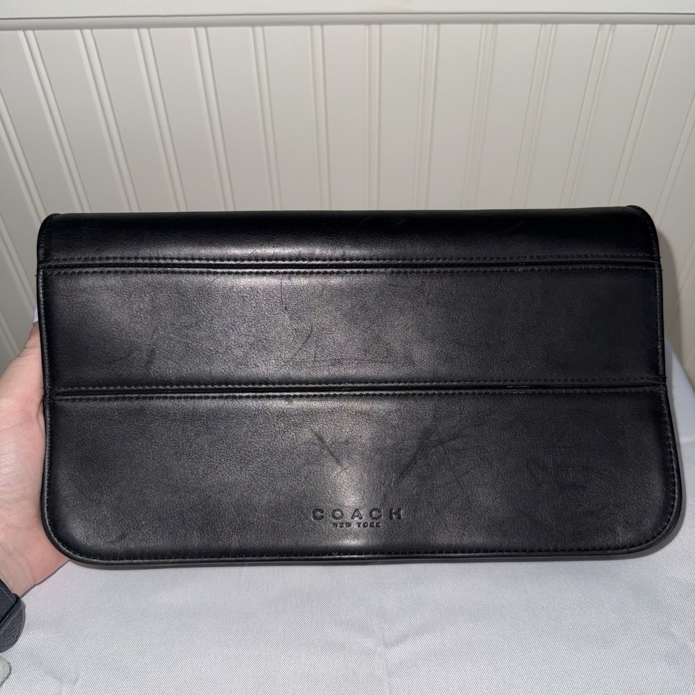 COACH VINTAGE TRIBECA BLACK LEATHER CONVERTIBLE CLUTCH SHOULDER CROSSBODY BAG